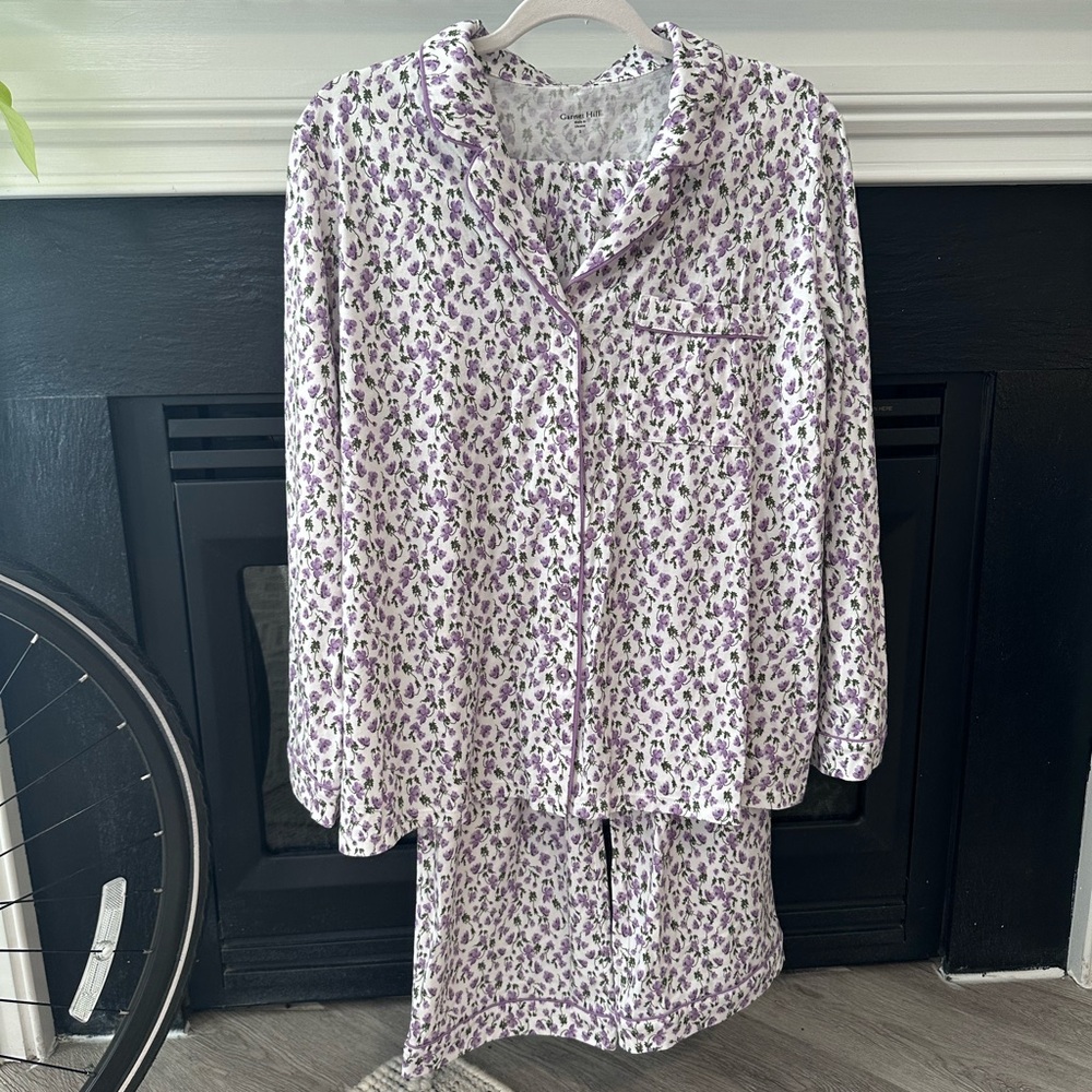 NWT Garnet Hill Lilac mini floral wildwood knit pajama set